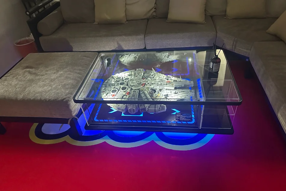 

Stylish acrylic living room coffee table display box building block model dust cover premium furniture