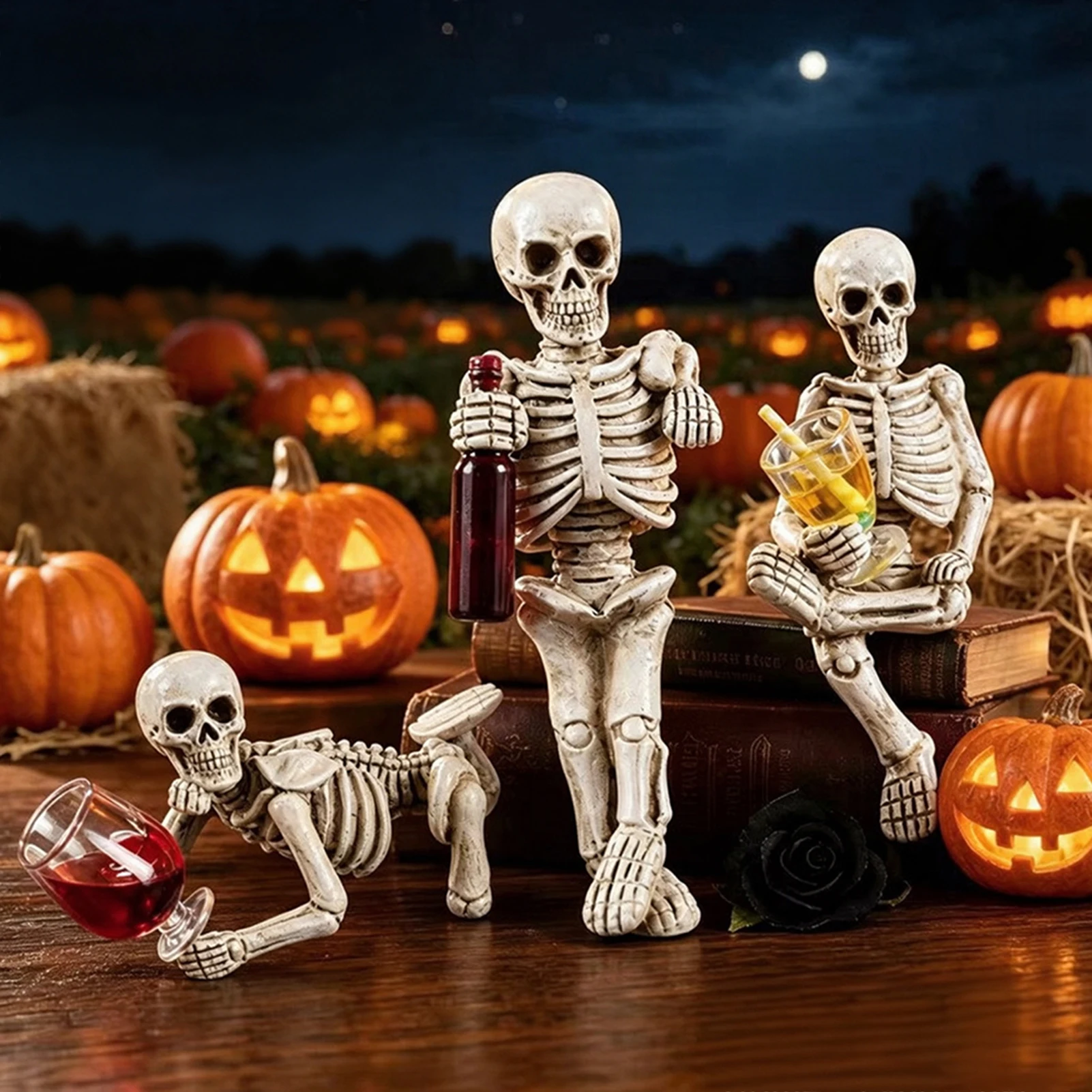 Halloween Skeleton Flowerpot Decoration Waterproof Resin Garden Statue Gifts Halloween Skull Desk Tabletop Ornament Home Decor