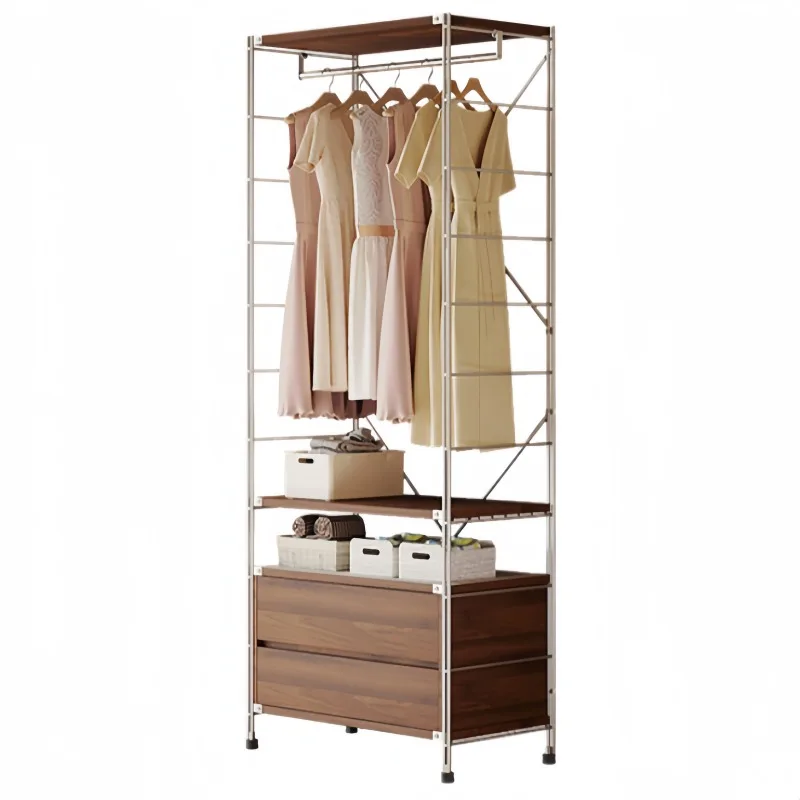 

[51cm widened version] Japanese wardrobe assembly rack, floor-to-ceiling steel hanger, coat rack with drawers