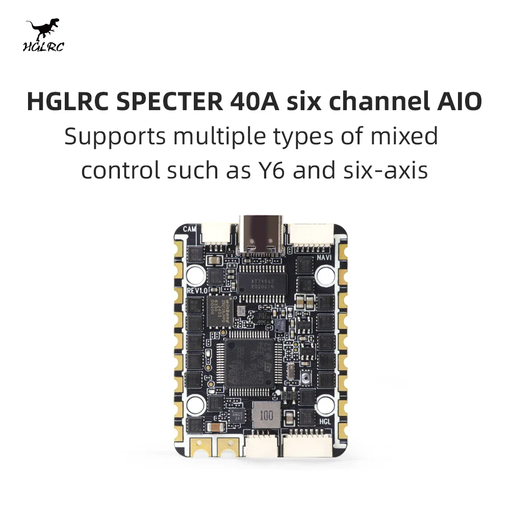 

Контроллер полета HGLRC SPECTER F722 40A 6in1 AIO для Rekon Y6