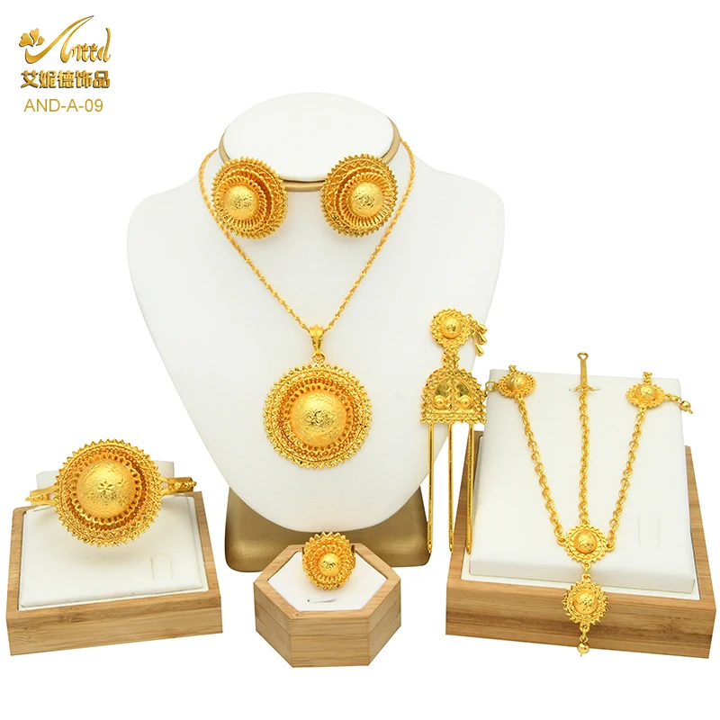 Aniid Parure de bijoux florale dorée 6 pièces 9