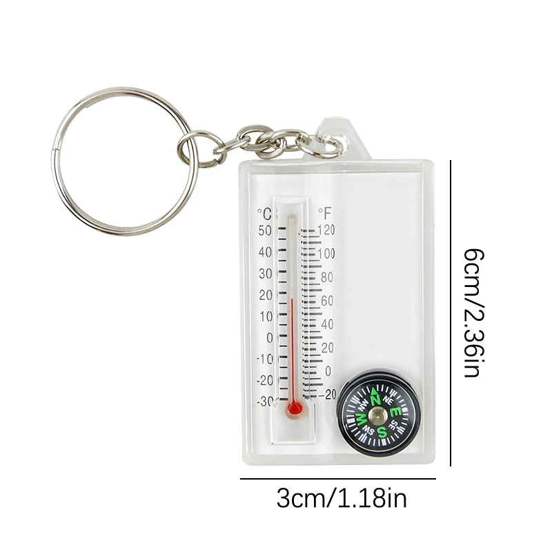 Outdoor Mountaineering Buckle Compass Pointer Mini Keychain Thermometer Compass Key Hook Camping Tools Compass Carabiners