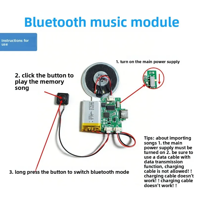 Rechargeable Wireless Audio Sound Module USB Download Sound Player Chip for Photo Frame Music Box Fridge Sticker DIY Craft