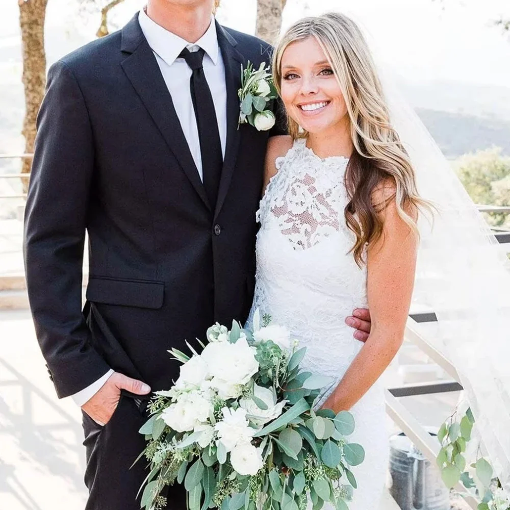 

(пиджак + брюки) Мужская мода Деловой джентльмен Итальянский стиль Тонкий однотонный профессиональный костюм Свадебный костюм для жениха Шафер