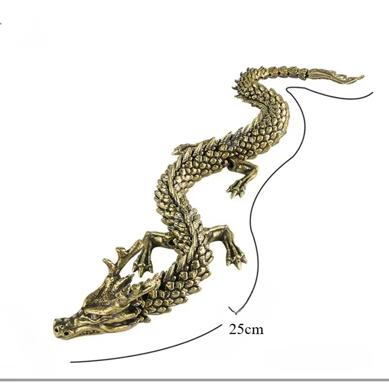 ثلاثية الأبعاد تمثال تنين حلية المنقولة الجسم المفاصل العتيقة النحاس محظوظ التنين سطح المكتب مكتب زخرفة الحرف ديكور المنزل الهدايا