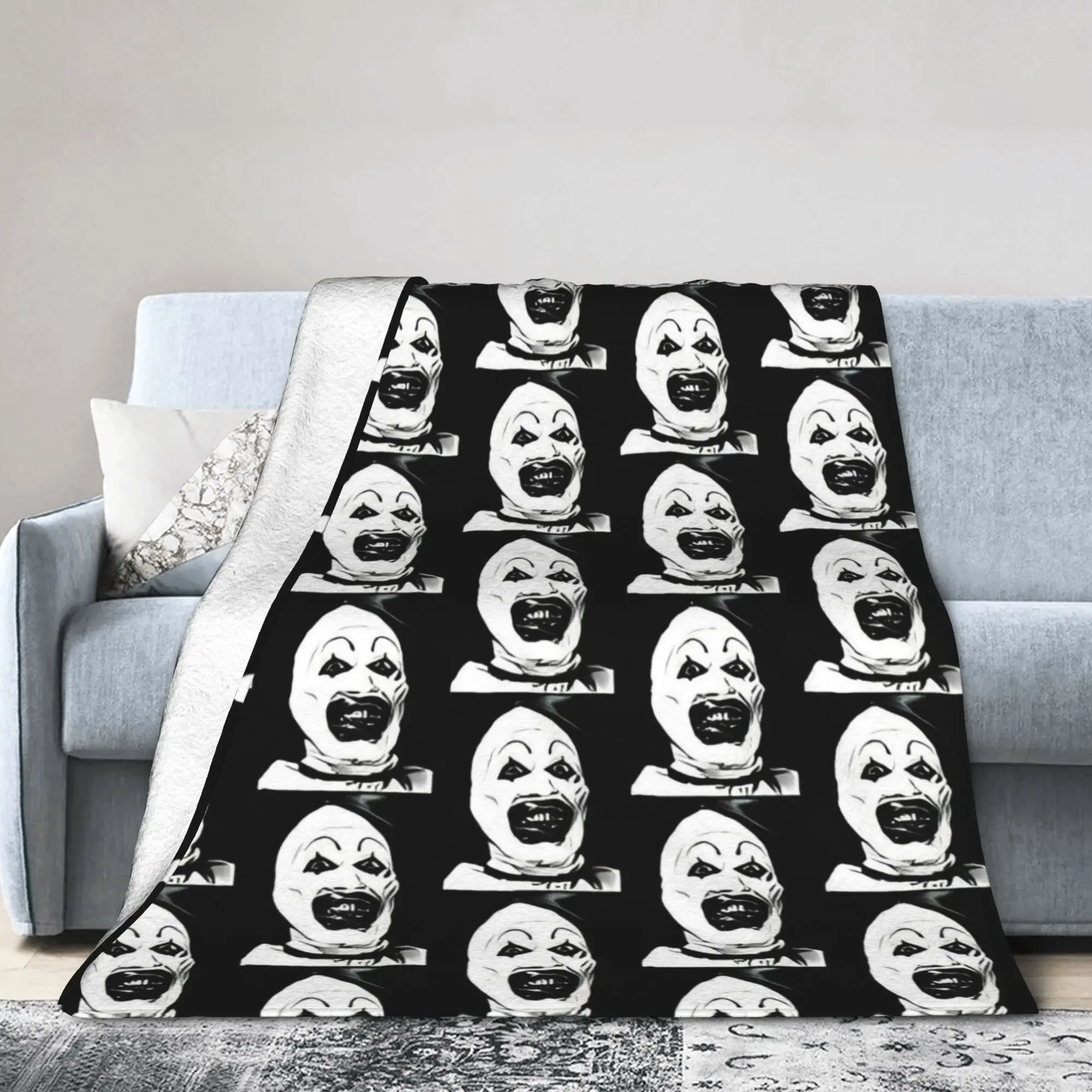 Art The Clown Terrifier Flannel Blanket Horror Movie Funny Throw Blanket for Home 200x150cm Quilt