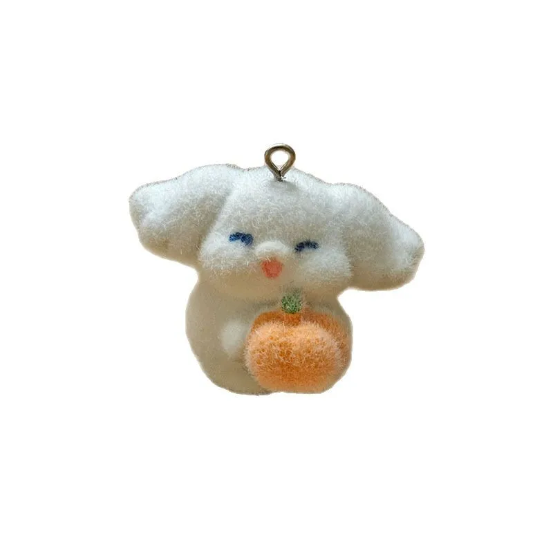 20PCS 3D Flocking Puppy and Pumpkin Charms Plush Dolls Pendants  for Necklace Jewelry Making DIY Handmade Accessories Wholesale