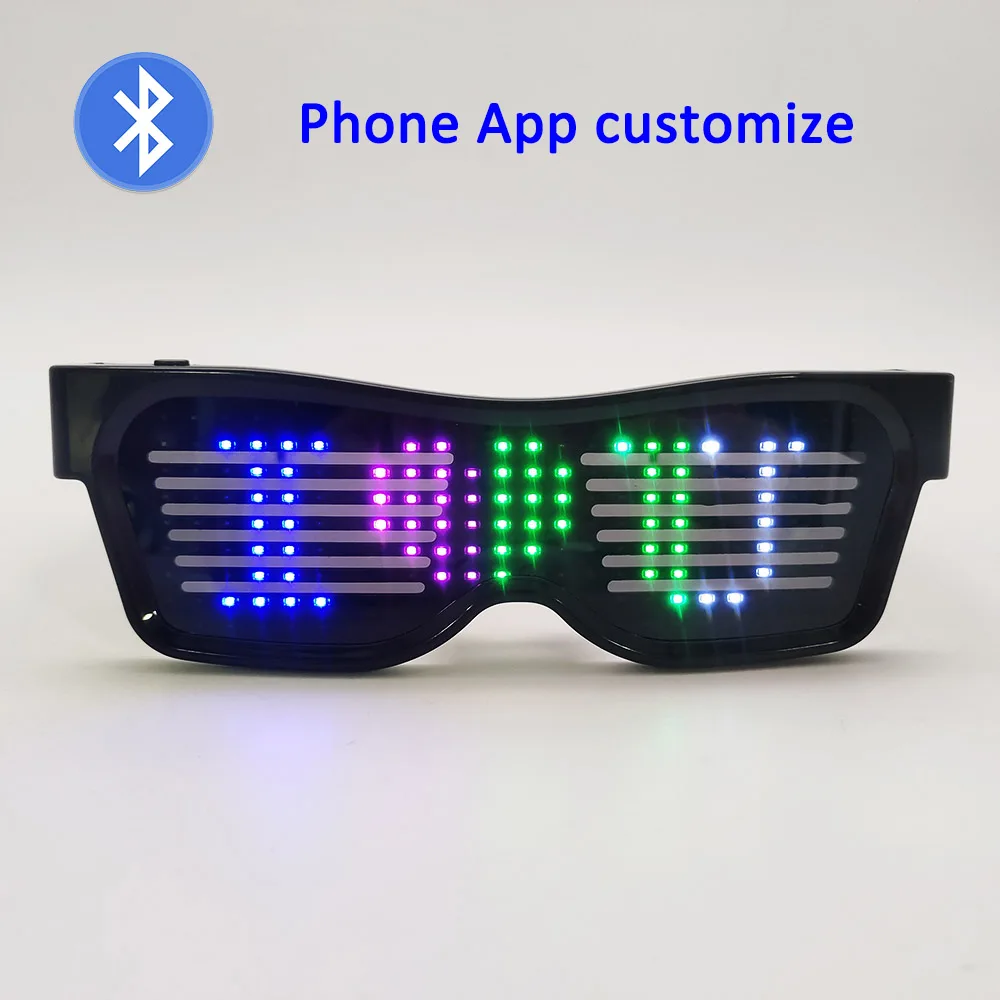 

Rechargeable LED Light Glasses Party Rave Wireless Phone App Luminous Smart Flashing LED Screen Glow in Dark Halloween Christmas