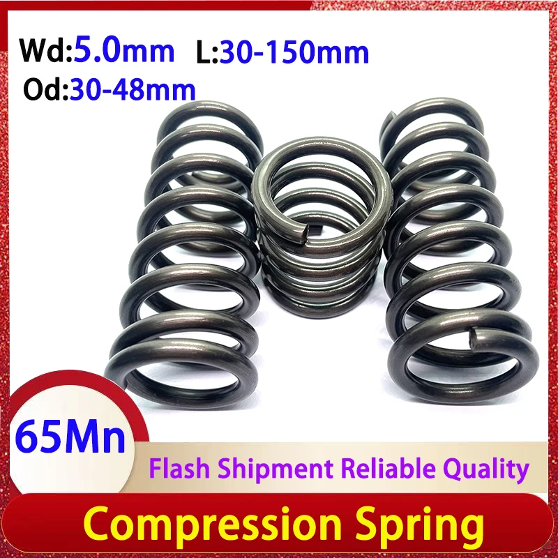 

65Mn Wire diameter 5.0mm Strong Spring Steel Compression Spring Pressure Return Spring Shock Absorber Spring OD:30-48mm