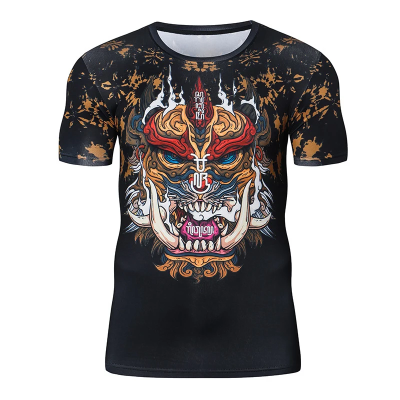 Retro 3D Printed Dragon Tiger T-shirt For Men Summer Fitness O Neck T Shirts Quick Dry Loose Tees Harajuku Tee Gym Male Tees