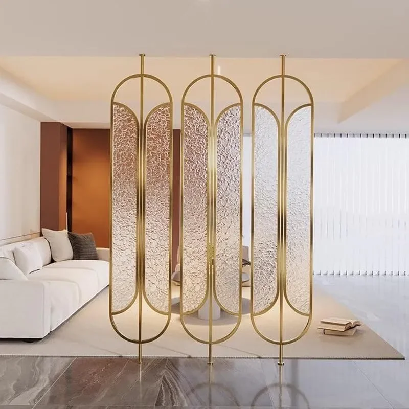 For Changhong Glass Screen Partition Stainless Steel Wrought Iron Light Luxury Simple Rotatable Office Living Room Beauty