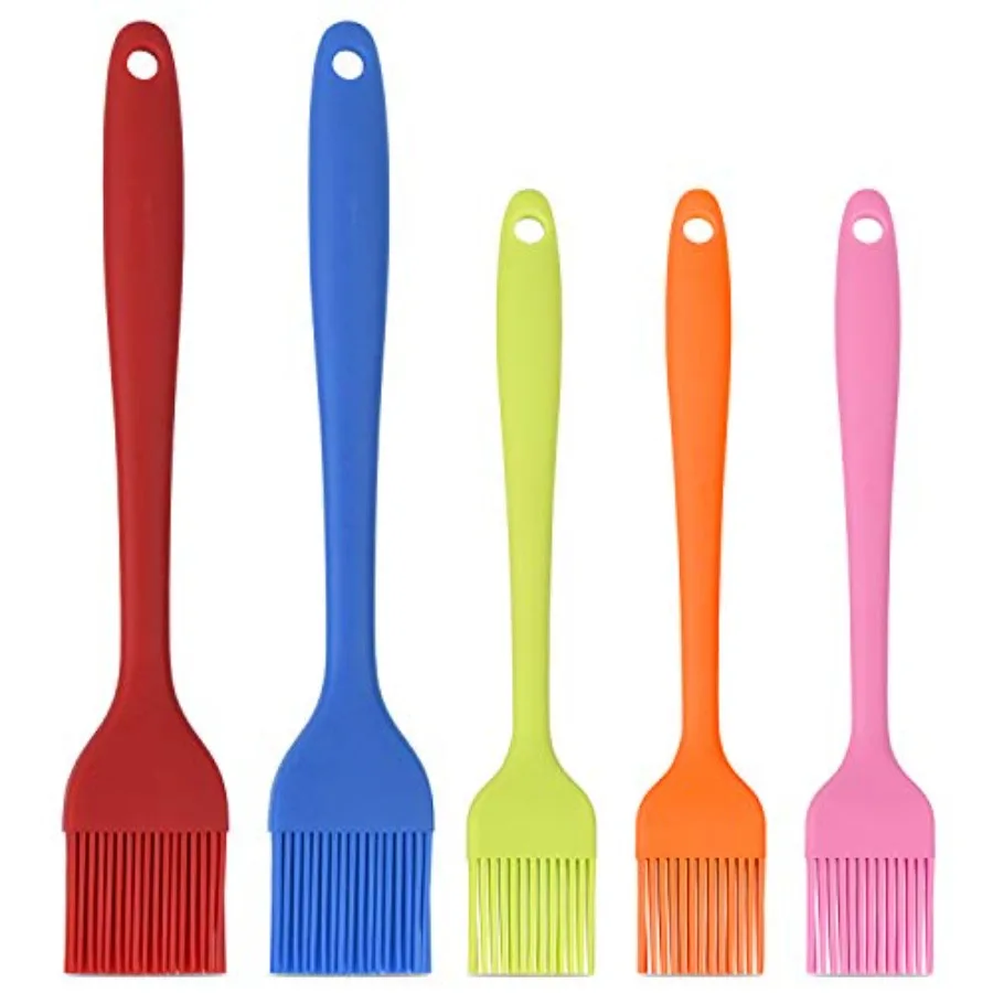 Juego de 5 Brochas de Silicona para Repostería, Resistentes al Calor, para Untar Aceite, Mantequilla y Salsas, para Barbacoa, Cocina y Repostería