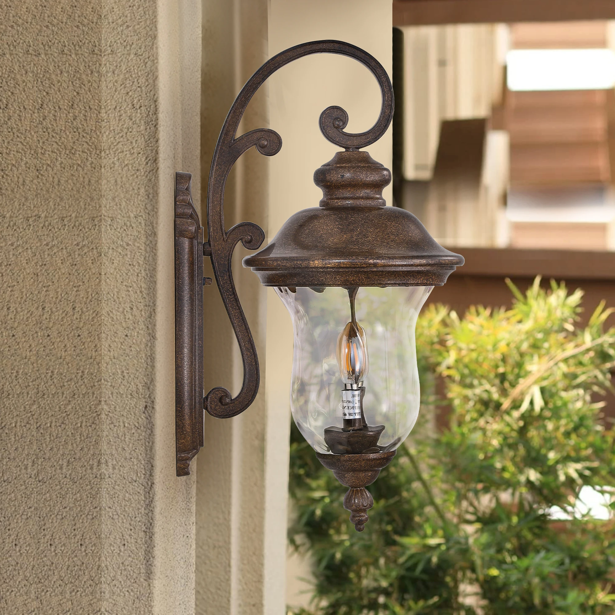 

Outdoor Wall Lantern,Vintage Weatherproof Exterior Sconce Light with Clear Glass Shade, Wall Mount Light Fixture (No bulb)