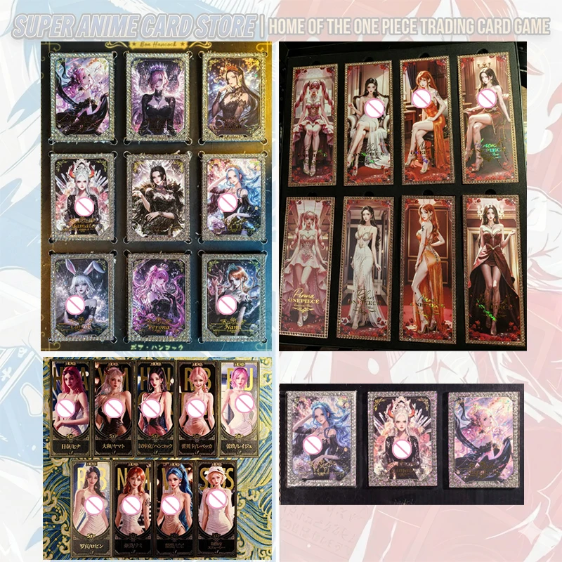 Japanese Anime DQ ONE PIECE Metal Drill Card Nami Nefertari D Vivi UTA Boa Hancock Vinsmoke Reiju Yamato Collectible Cards
