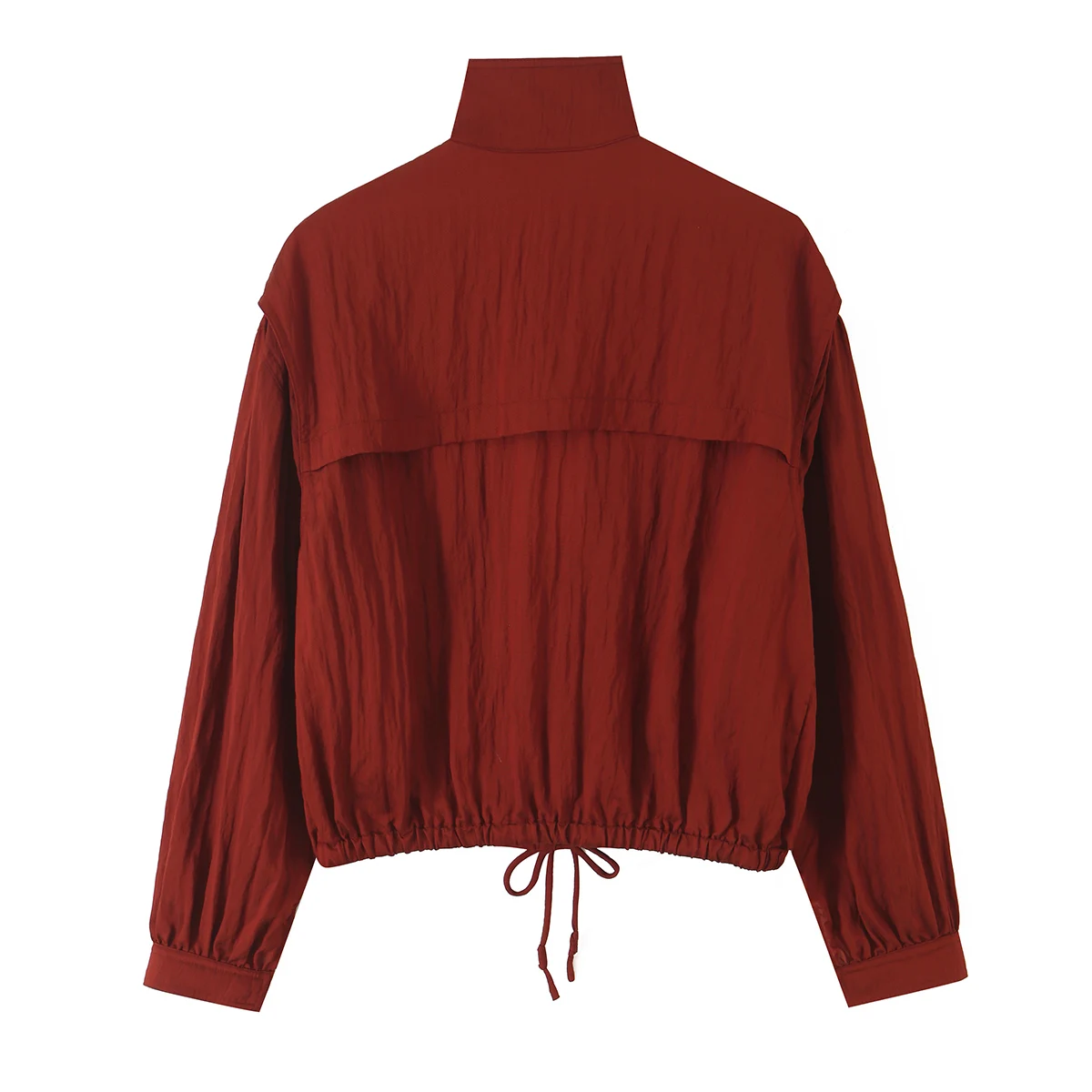 BSAY Vintage Einfarbiges Damen-Zweiteiler-Set Asymmetrische Knopfjacke mit Stehkragen und Kordelzug, Hochtaillierte Hose mit Gürtel und weitem Bein – Detail 5