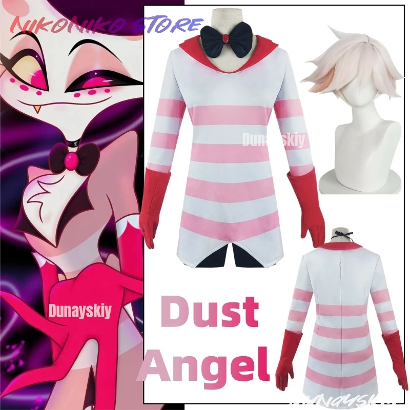 

Cosplay Dust Angel Cosplay Costume Uniform Four Arms Wig Uniform Red And White Stripes Halloween Role Party Outfit Dunayskiy