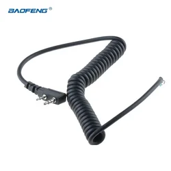 Baofeng 4-Wire Microphone Cable 2 pins K-Plug PTT Mic Speaker Spring Cable for UV-82 UV-5R Kenwood TK370 Walkie Talkie Accessory