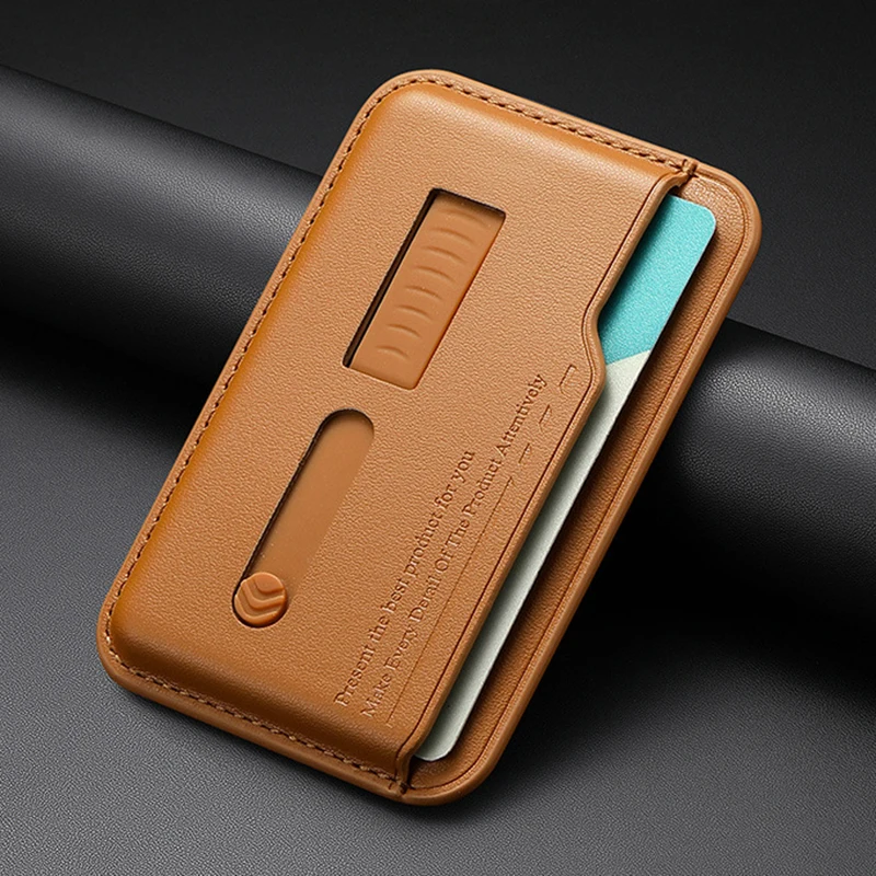 

Магнитный кожаный кошелек-держатель для телефона, подставка для Magsafe IPhone 17 16, Samsung Mac, безопасный скрытый ремешок, кронштейн для телефона