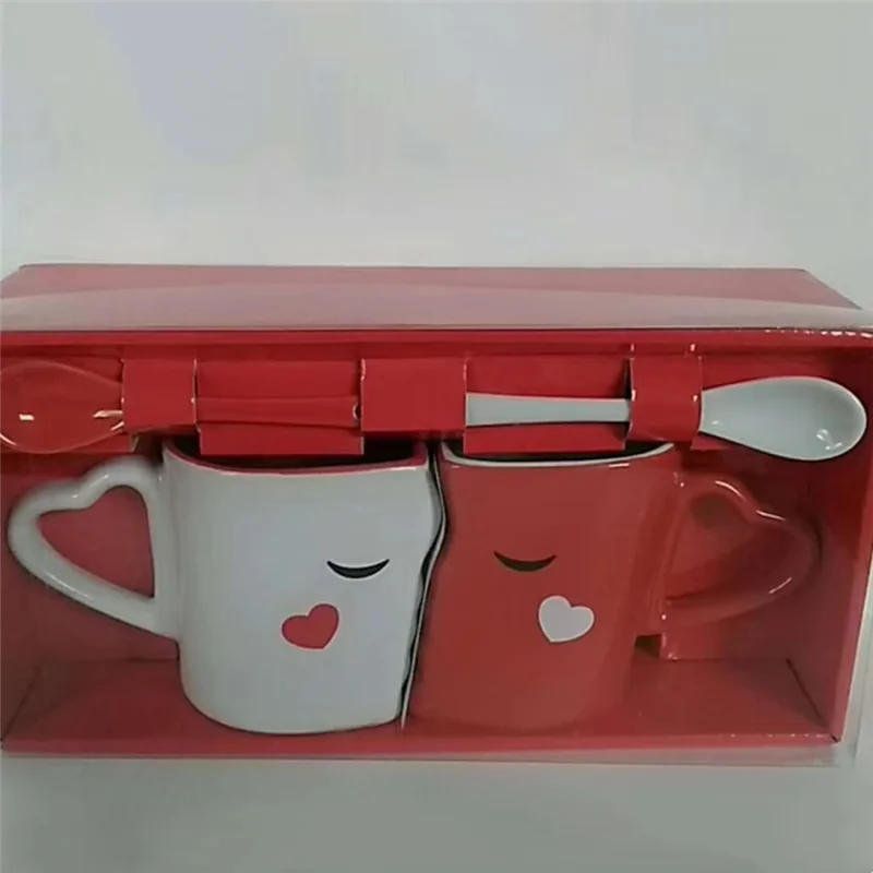 

AT05-Double Bowl Kiss Mugs For Couples Home And Office Drinkware Double Bowl Kiss Mugs For Couples