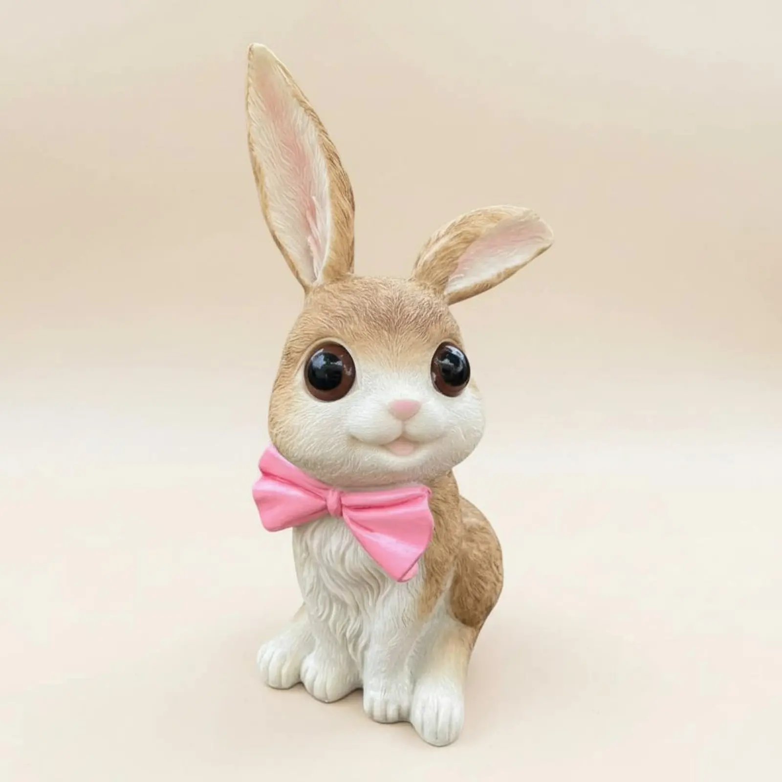 Ribbon Tie Hare Decoration Crafted Look Resin Hare Figurine Cute Hare Statue House Decoration for Entryway, Desktop