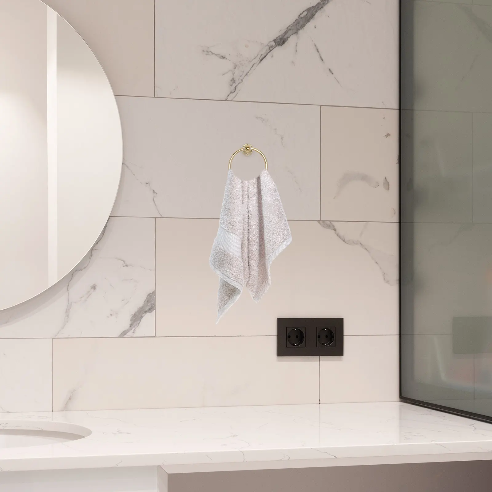 

1 шт. Золотистое настенное кольцо-держатель для полотенец из нержавеющей стали, устойчивое к ржавчине, для ванной комнаты, кухни, дома