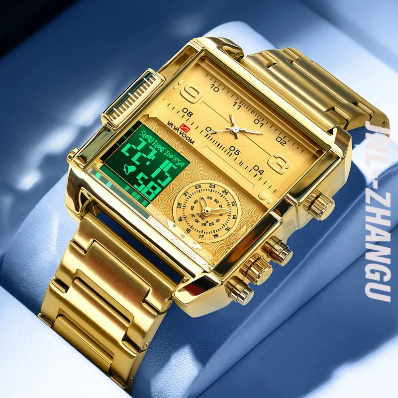 LED Display Sports Watches Men Wrist Luxury Reloj Sports Square Digital Electronic Analog Quartz Wrist Watch