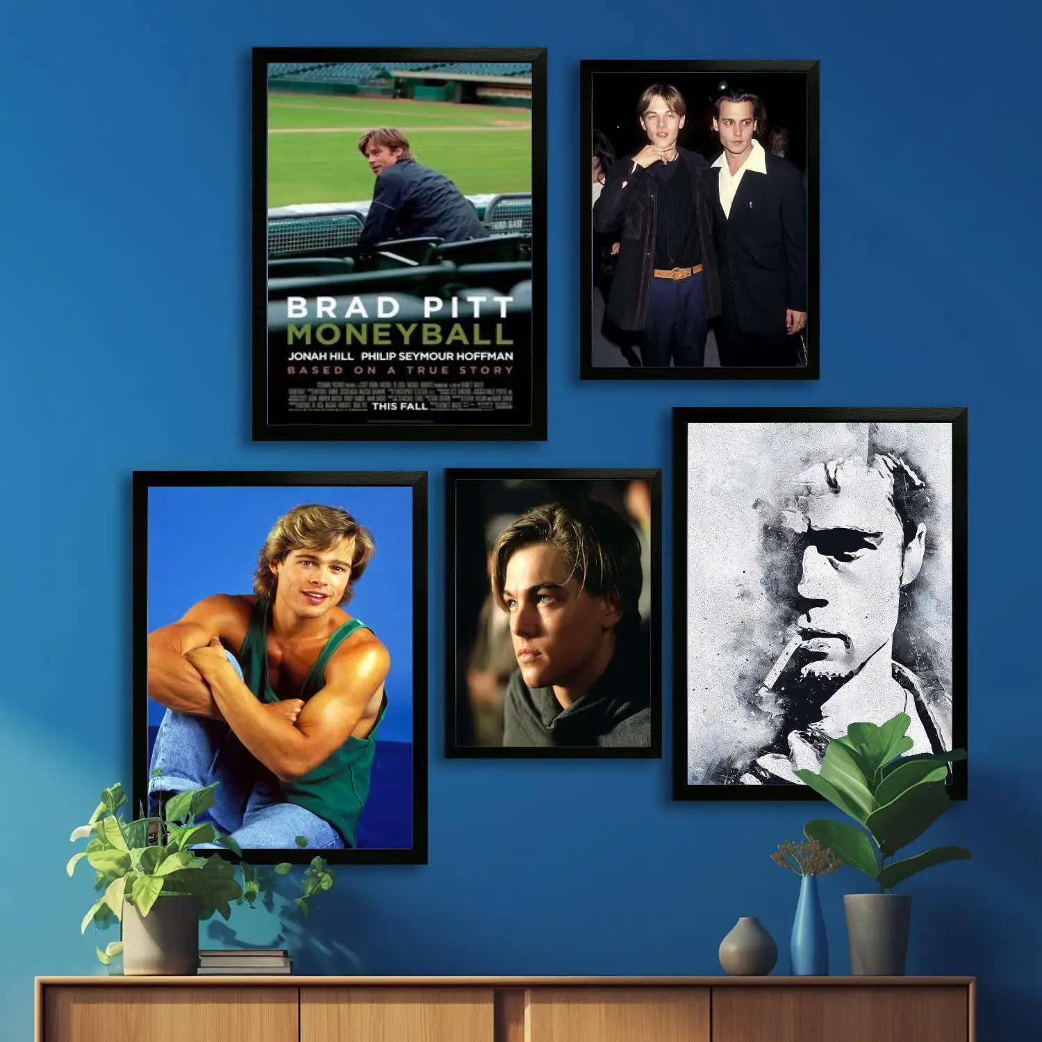 brad pitt leonardo dicaprio johnny depp Canvas Art Poster Modern Family, Bedroom Decor, Posters,Decorative painting