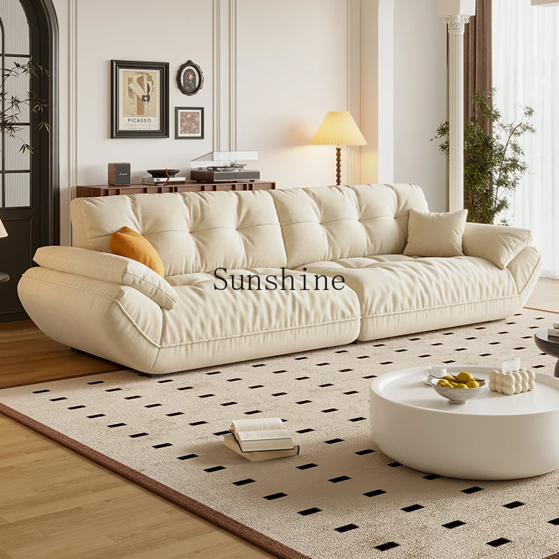 

Cream wind cloud sofa simple modern light luxury fabric straight row sofa chair