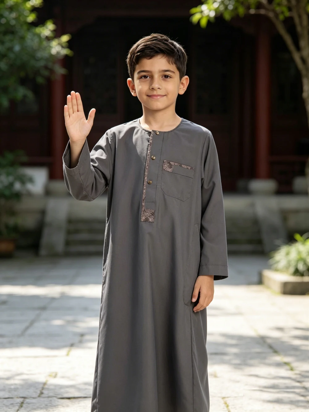 

3-14Y Teenage Boys Muslim Jubba Thobe Saudi Dishdasha Robe Abaya Kaftan Djellaba Middle East Traditional Islamic Prayer Clothing