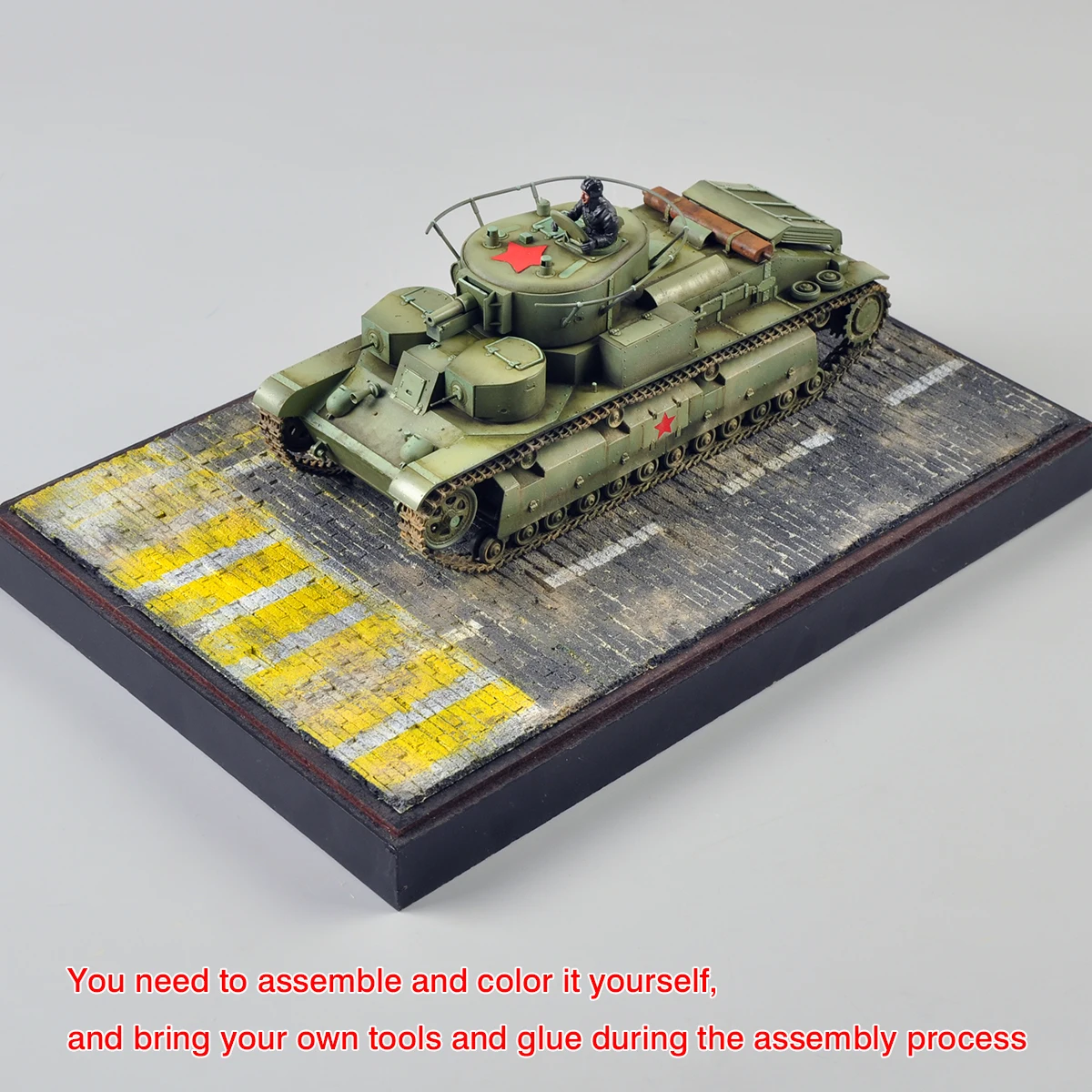 Montage-Diorama, Maßstabsgetreuer Modellbausatz, Holz-Displayständer für Panzer, Fahrzeuge, gepanzerte Autos, Ausstellungsständer 1/35 – Detail 1