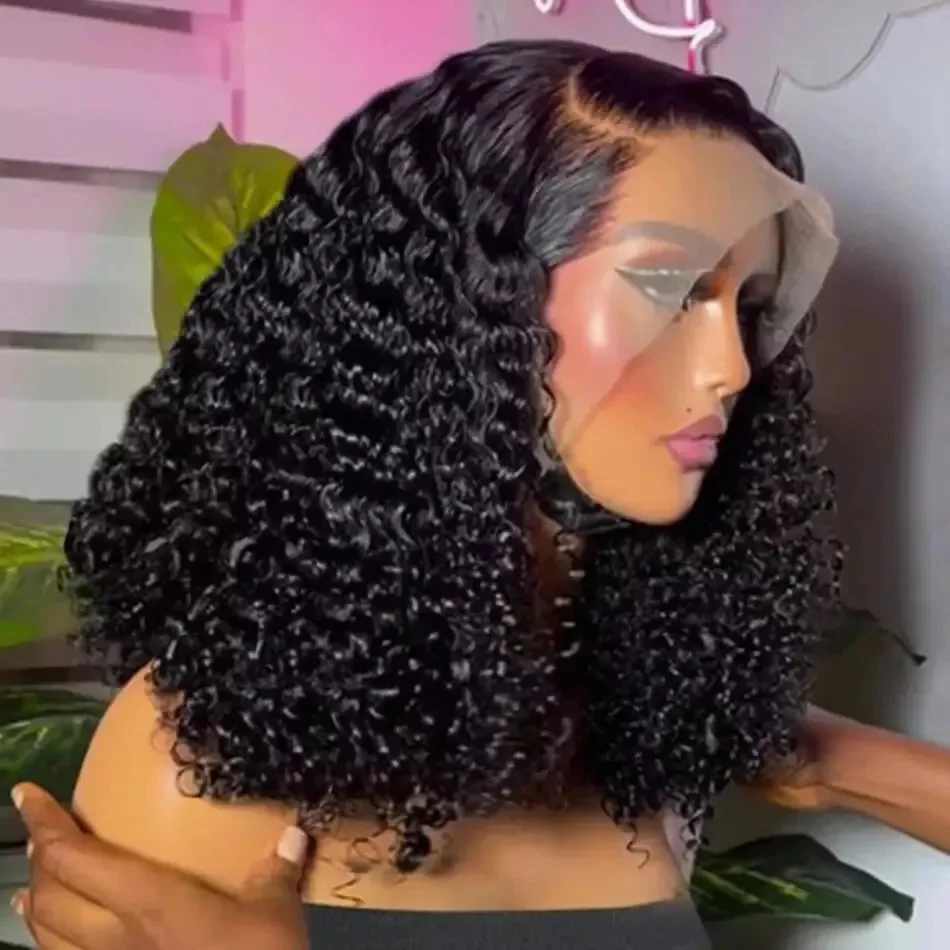 

13x4 Deep Curly Short Bob Wigs 250% Density Bob Wigs Human Hair Loose Curly Lace Front Human Hair Wig Water Wave Lace Front Wigs