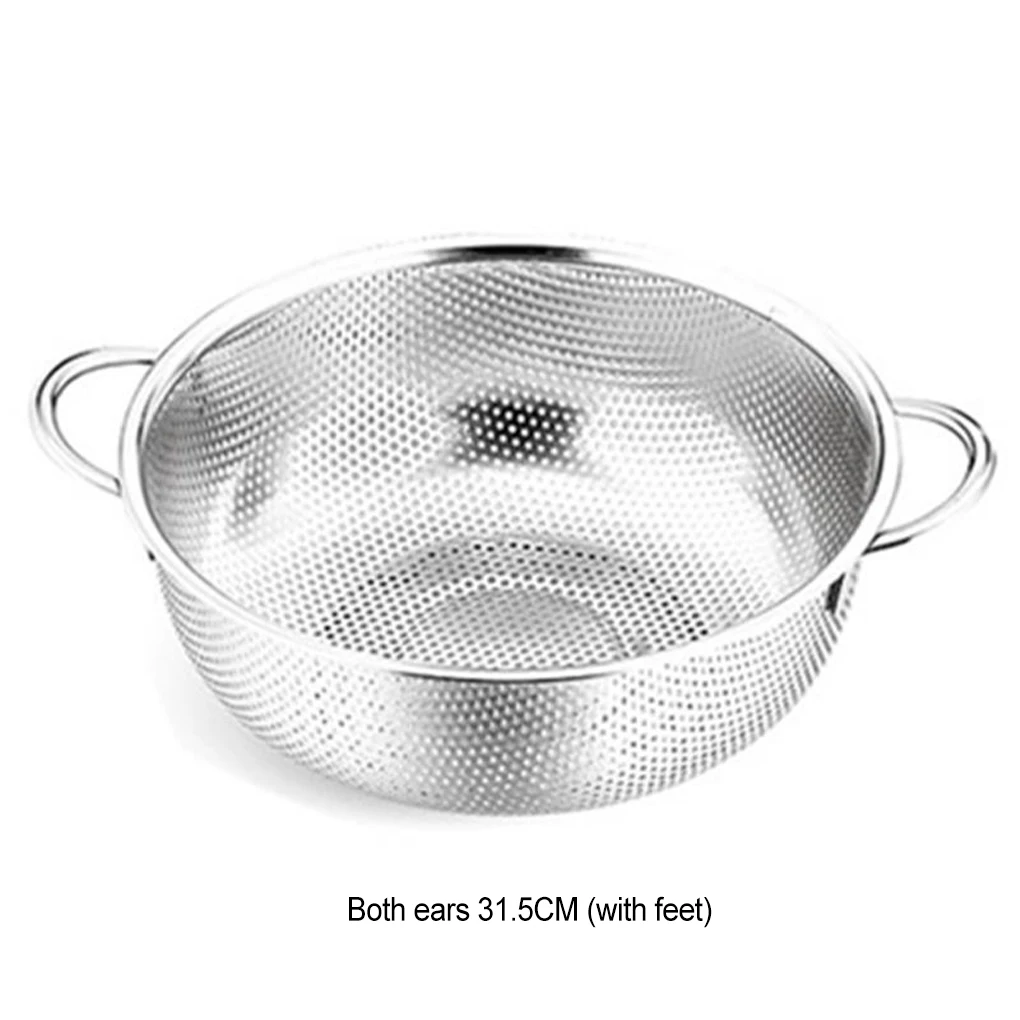 Silver Stainless Steel Drain Basket For Easy Vegetable Washing Fruit And Vegetables Washer Kitchen