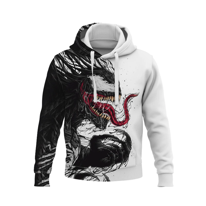 Miniso Hoodies Venom Cartoon Anime 3D Print Streetwear Men Women Fashion Oversized Sweatshirts Hoodie Kids Pullover Clothing