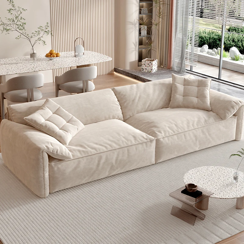 

Italian light luxury color matching sofa elephant ears cream wind technology fabric sofa modern simple small apartment living