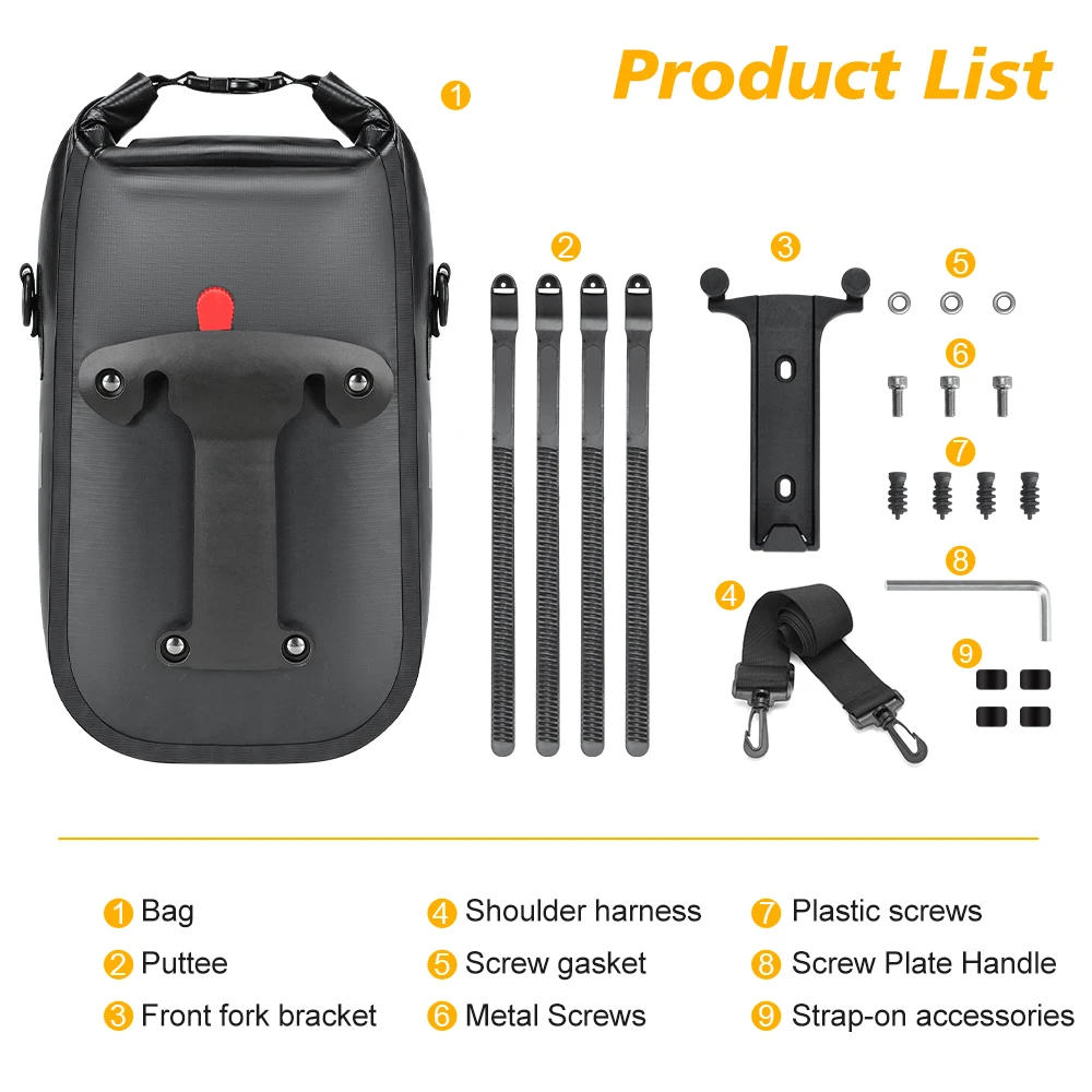 NEWBOLER 5,5L 10L Wasserdichte Fahrrad-Gabeltasche Schnellverschluss Fahrrad-Gepäckträgertasche Fahrradtasche Fahrradzubehör – Detail 12