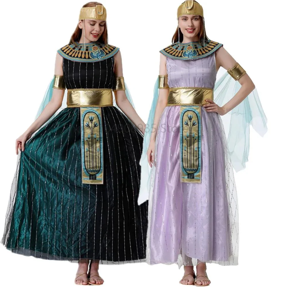 Halloween Purim Ancient Egypt Cleopatra Egyptian Pharaoh Queen Cosplay Costume Medieval Greek Goddess Holiday Party Dress