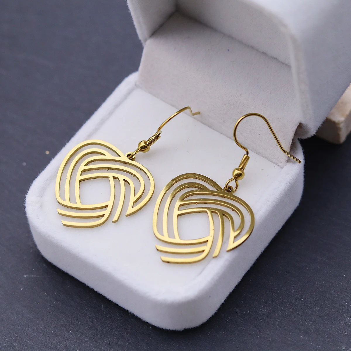 Todorova Creative Stainless Steel Woven Heart Earrings - Intricate Pattern Jewelry Pendants, Perfect Gifts for Women Daily/Party