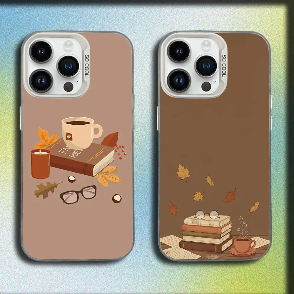 

Autumn Leaves Coffee Book For iPhone 17,16,15,14,13,12,11,Pro,Max,Plus,E,SE4,Air,Mini White Phone Case IMD Box