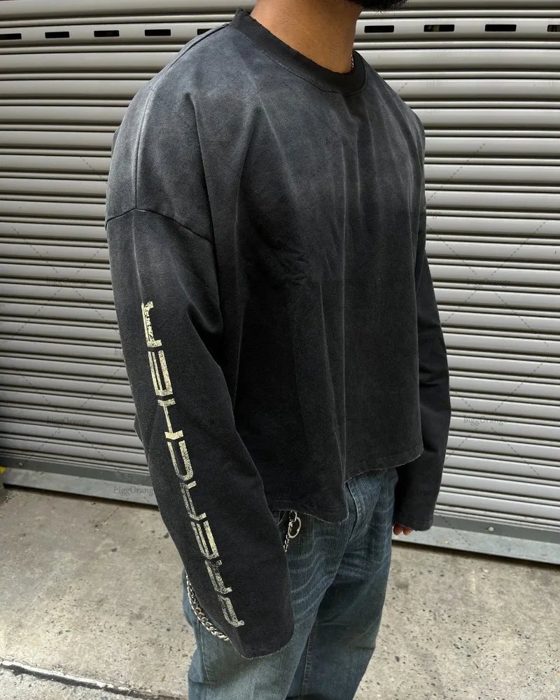 

Ретро Harajuku с буквенным принтом, однотонный уличный свободный топ для мужчин Y2K, повседневная модная хлопковая футболка в стиле хип-хоп большого размера с круглым вырезом для женщин