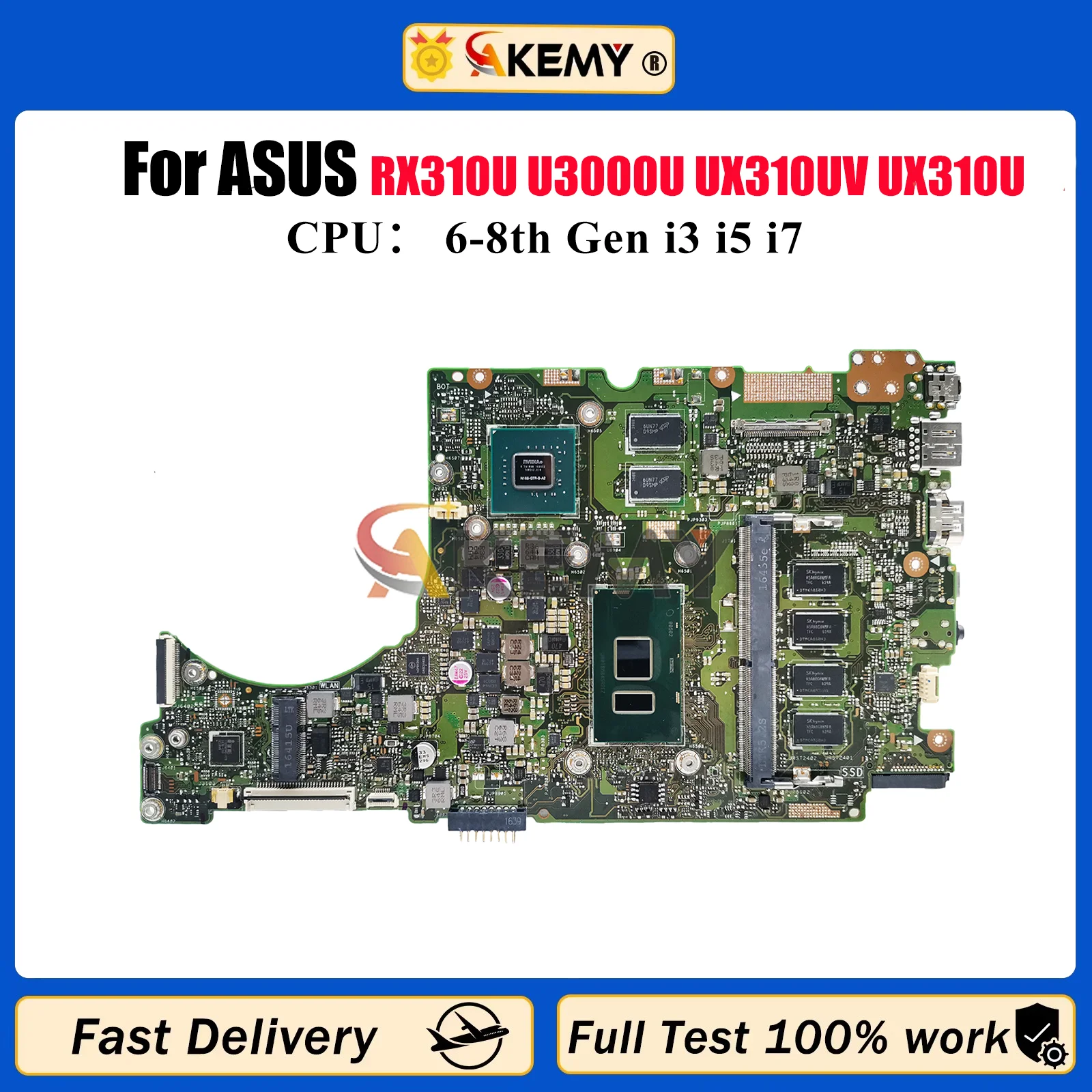 

UX310UV Laptop Motherboard For ASUS UX310U RX310U U3000U UX310UV UX310UQ UX310UQR UX310UFR UX310UQK Mainboard With i3 i5 i7 CPU