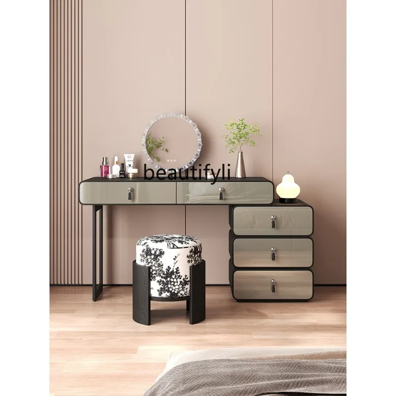 Italian minimalist dresser chest cabinet integrated designer light luxury high-end solid wood makeup table
