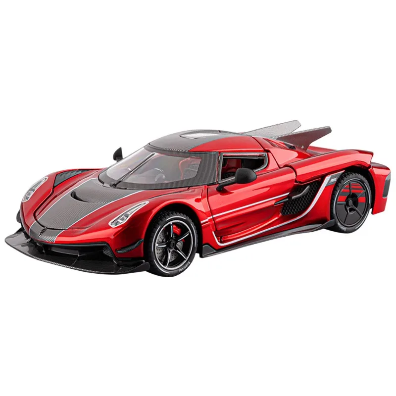 1:24 Jesko Super Sports Car Alloy Car Model Ornaments for Children Boys Toys Pullback Light Simulation Model Diecast Toy Vehicle