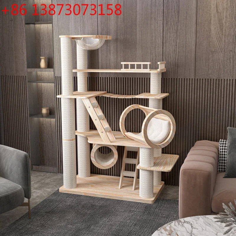 

Cat, super large solid wood cat climbing frame integrated imported pine cat frame villa