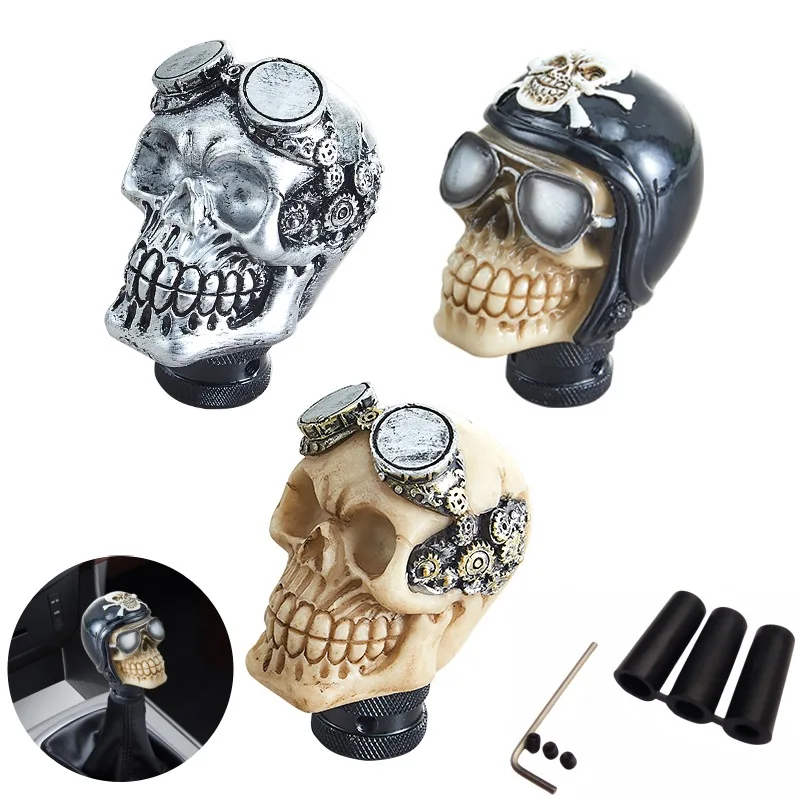 

For Universal Cars Skull Gear Shift Knob Head Gothic Style Aftermarket Manual Automatic Shifter Lever Cover Styling Accessories