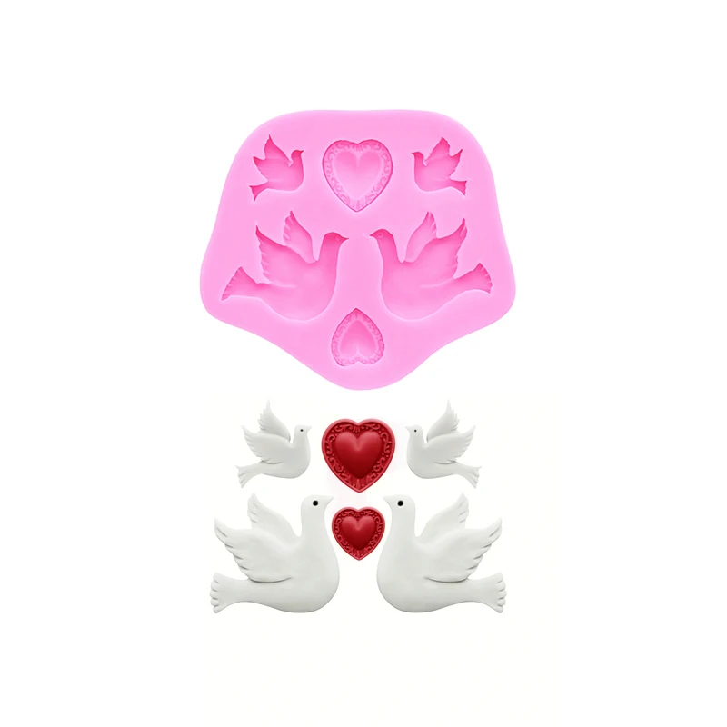 dove of peace bird heart Silicone Mold Seagull sugar craft fondant tools cake decorating Mold resin Clay item jewelry Drip mold