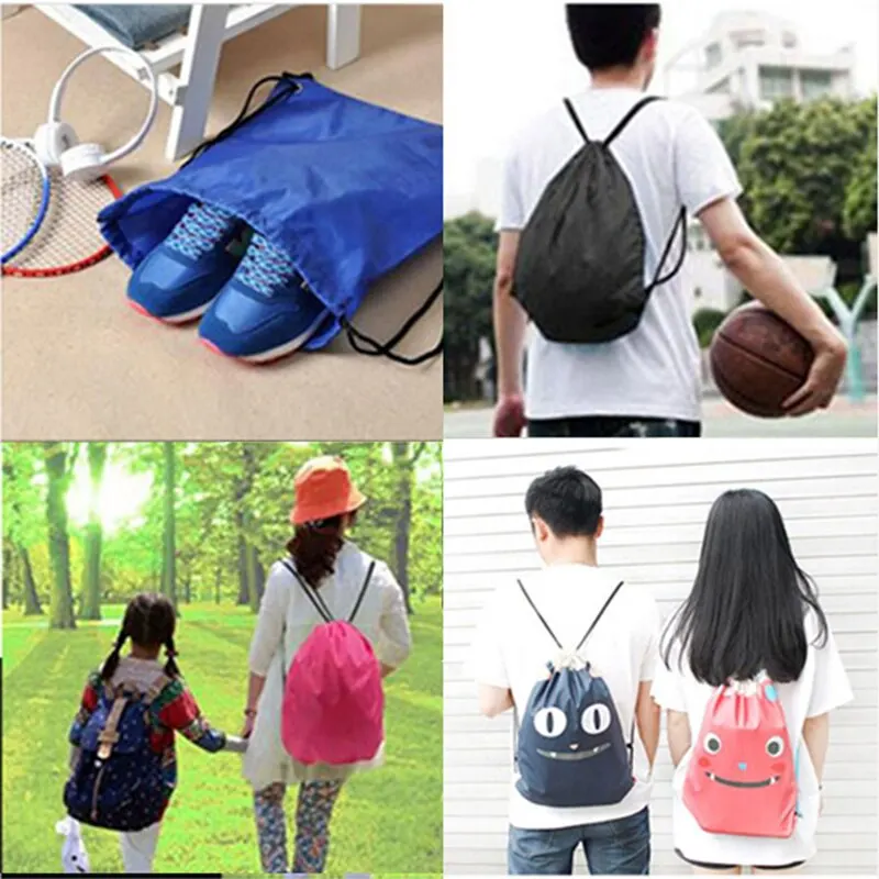 Portable Drawstring Bag Oxford Students Backpack Waterproof Sports Riding Backpack Gym Drawstring Shoes Clothes Organizer Pack