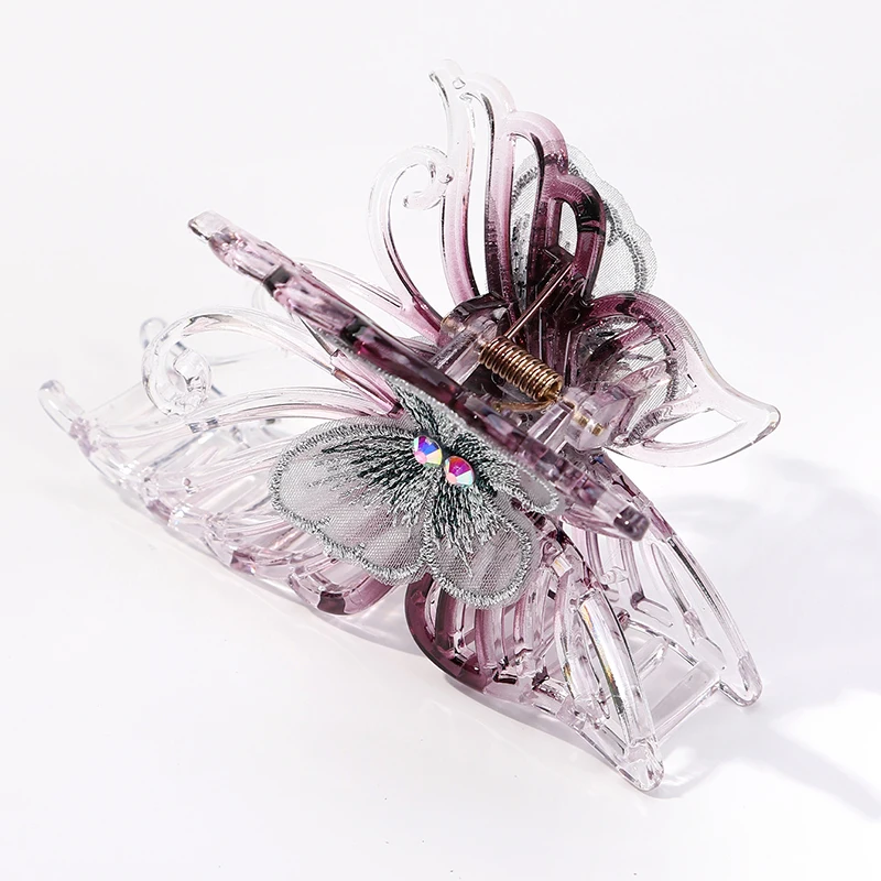 2024 New Advanced Liquid Butterfly Clip Back Hair Clip Lace Diamond Small Butterfly Shark Clip