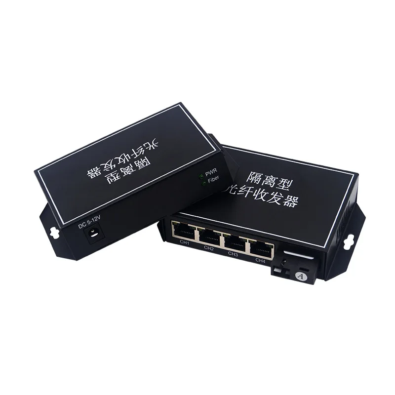 Gigabit Isolated VLAN Media Converter 20KM Single Mode Single Fiber 1 SC to 4 RJ45 Ethernet Fiber Converter
