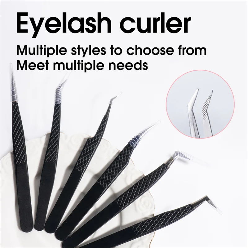 Stainless Steel False Eyelash Tweezers High Precision Eyelash Extension Tweezers Beauty Eyelash Grafting Tools Anti-slip Tweezer
