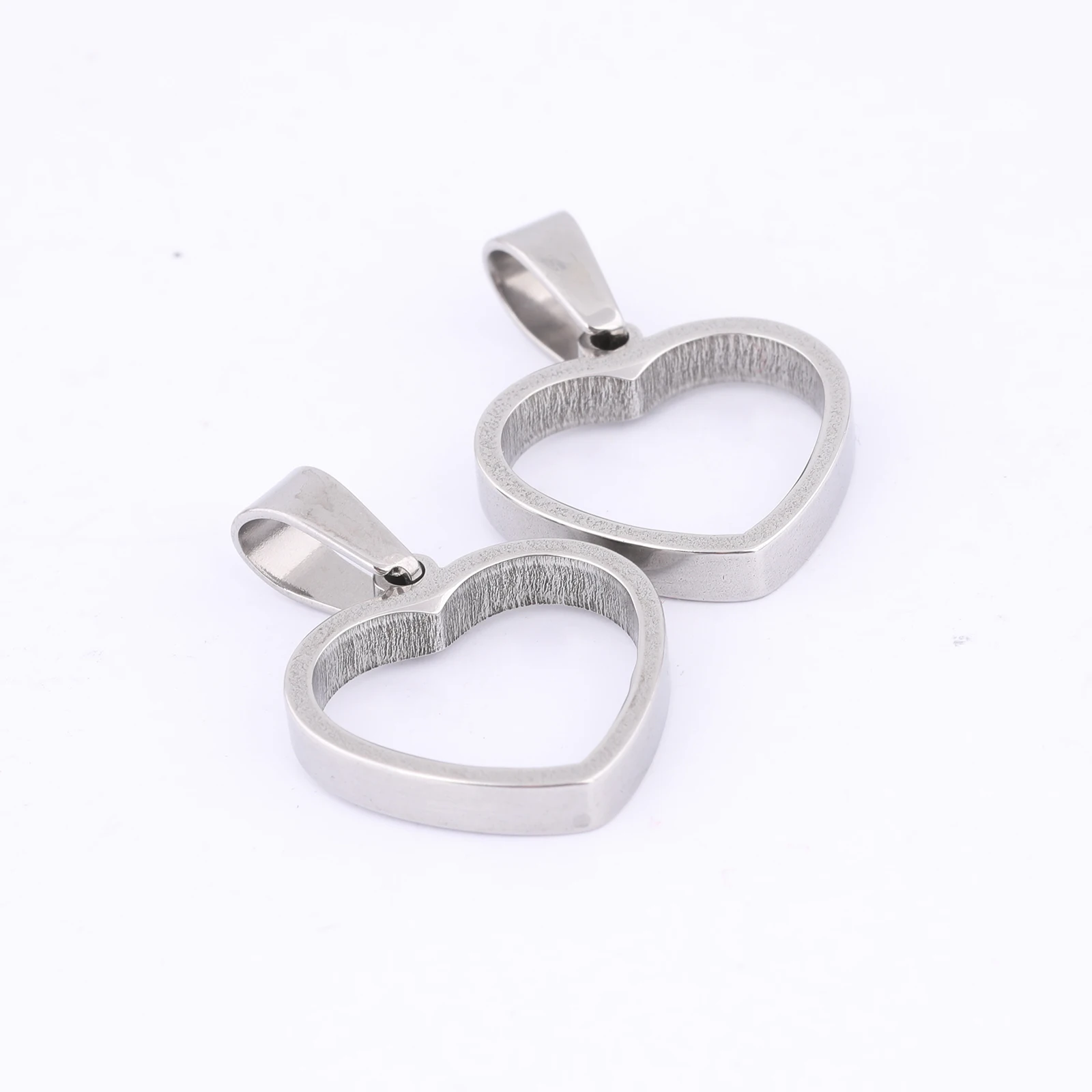 10pcs Stainless Steel 14mm Heart Open Bezel Charms Diy Hollow Pendant Frame Blanks For Resin Jewelry Making Supplies